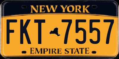 NY license plate FKT7557