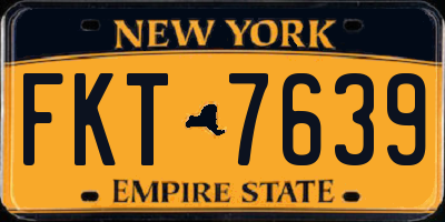 NY license plate FKT7639