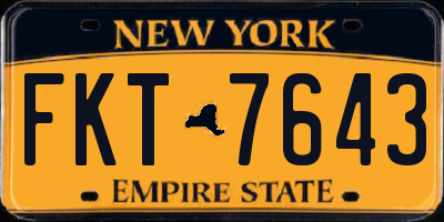 NY license plate FKT7643