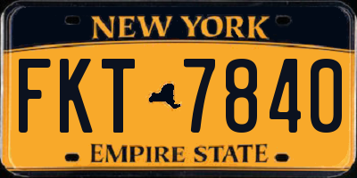 NY license plate FKT7840
