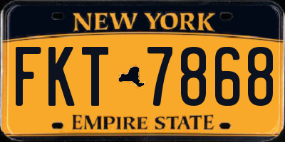 NY license plate FKT7868