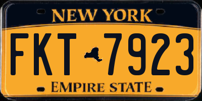 NY license plate FKT7923