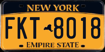 NY license plate FKT8018