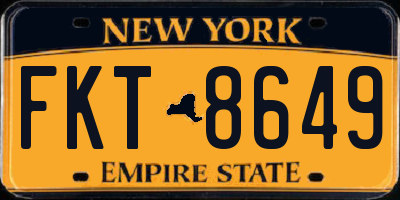 NY license plate FKT8649