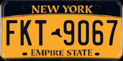 NY license plate FKT9067