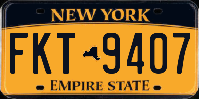 NY license plate FKT9407