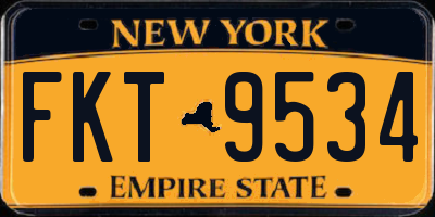 NY license plate FKT9534