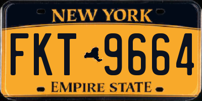 NY license plate FKT9664