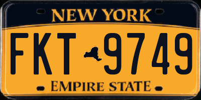 NY license plate FKT9749