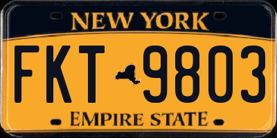 NY license plate FKT9803