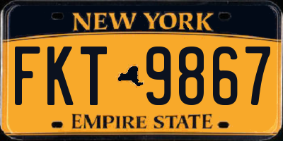 NY license plate FKT9867