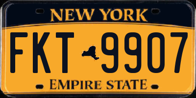 NY license plate FKT9907