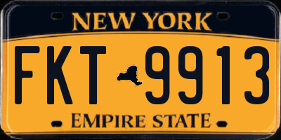 NY license plate FKT9913