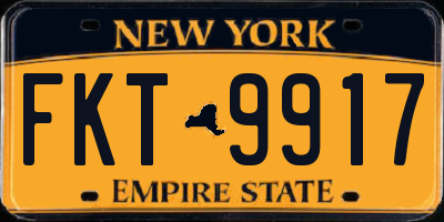 NY license plate FKT9917
