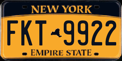 NY license plate FKT9922