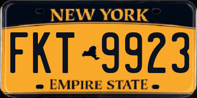 NY license plate FKT9923