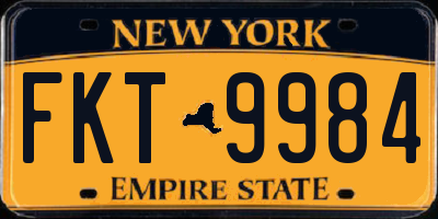 NY license plate FKT9984
