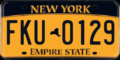 NY license plate FKU0129