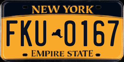 NY license plate FKU0167
