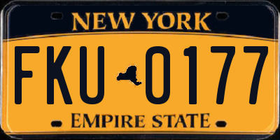 NY license plate FKU0177