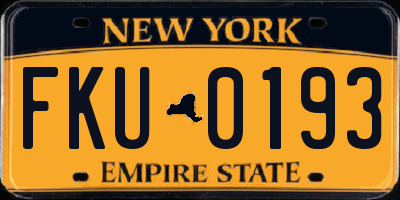 NY license plate FKU0193