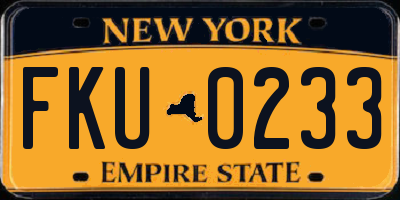 NY license plate FKU0233