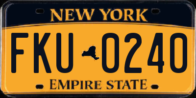 NY license plate FKU0240