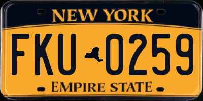 NY license plate FKU0259