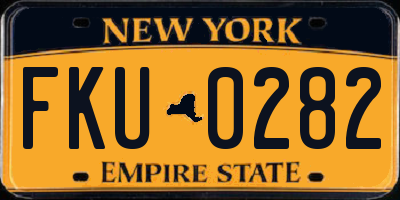 NY license plate FKU0282