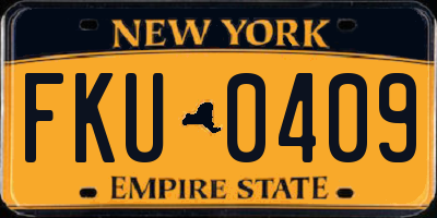 NY license plate FKU0409