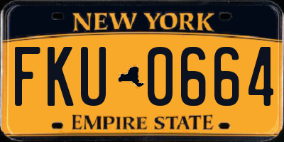 NY license plate FKU0664