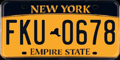 NY license plate FKU0678