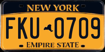 NY license plate FKU0709