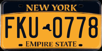 NY license plate FKU0778