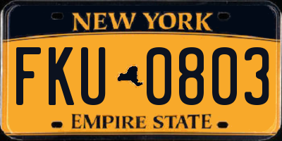 NY license plate FKU0803