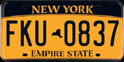 NY license plate FKU0837
