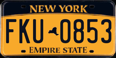 NY license plate FKU0853