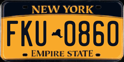 NY license plate FKU0860