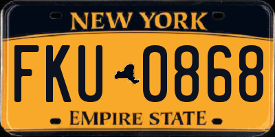 NY license plate FKU0868