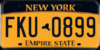 NY license plate FKU0899