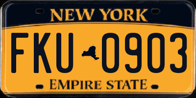 NY license plate FKU0903