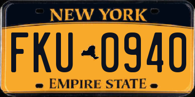 NY license plate FKU0940