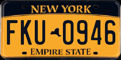 NY license plate FKU0946