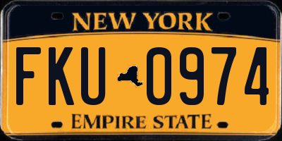 NY license plate FKU0974