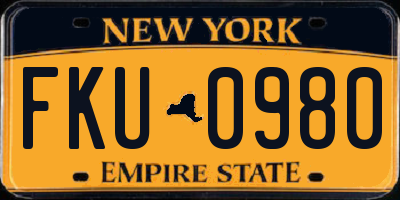 NY license plate FKU0980
