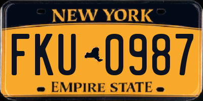 NY license plate FKU0987