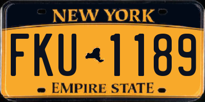 NY license plate FKU1189