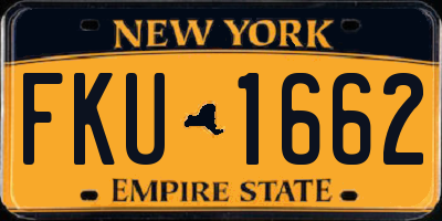NY license plate FKU1662
