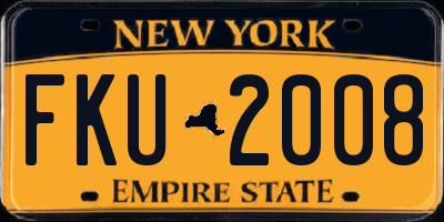 NY license plate FKU2008