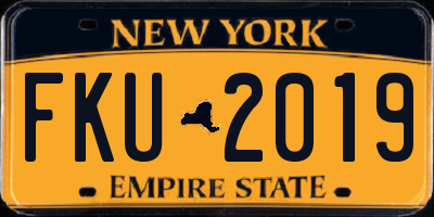 NY license plate FKU2019